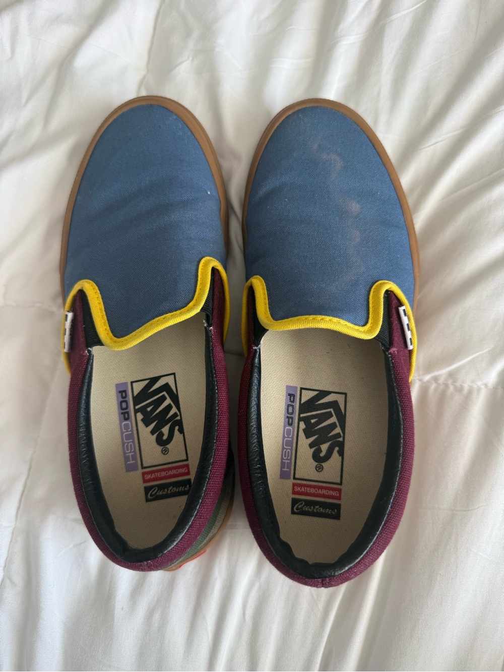 Vans skateboarding Slip-On Sneakers in Blue, Yellow, Burgundy